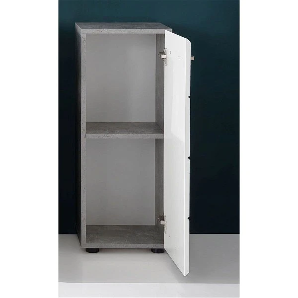 Trendteam Nano Badmöbel-Set 5-teilig Weiß Hochglanz / Beton Stone 8 Trendteam Nano Badmöbel-Set 5-teilig Weiß Hochglanz / Beton Stone – Bild 6