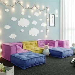 Nature Kid Kindersitzecke Kuschelsofa B Bunt 6teilig Mit Anti-rutsch Unterboden