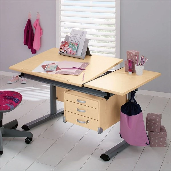 Paidi Marco 2 130 GT Schreibtisch Ahorn-NB 130 X 70 Cm, Platte Geteilt - Gestellfarbe Silber 3 Paidi Marco 2 130 GT Schreibtisch Ahorn-NB 130 X 70 Cm, Platte Geteilt - Gestellfarbe Silber