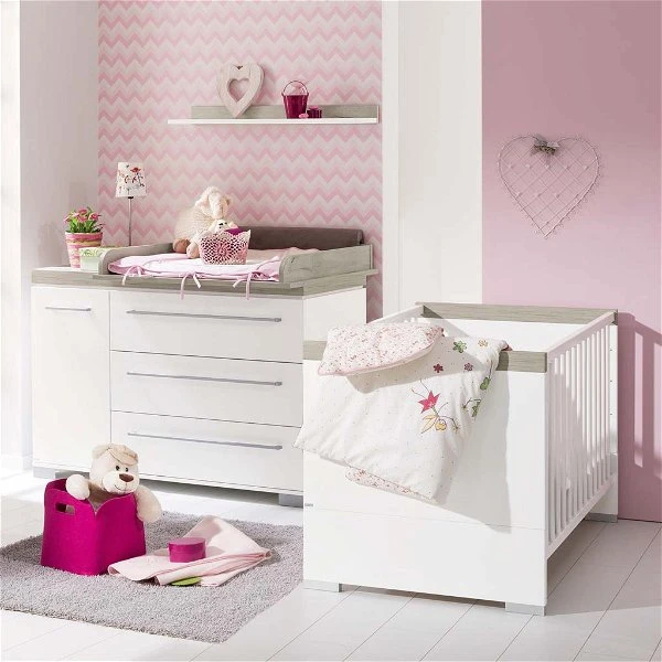 Paidi Kira Sparset Kreideweiß/Eiche-Nautik Babybett & Wickelkommode Inkl. Gratis Lieferung 3 Paidi Kira Sparset Kreideweiß/Eiche-Nautik Babybett & Wickelkommode Inkl. Gratis Lieferung