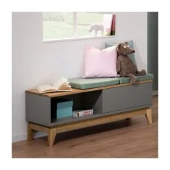 Paidi Sten Lowboard 2 Fächer, 1 Schiebetür Schiefergrau/Eiche Massiv