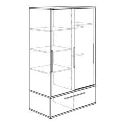 Paidi Sten Schiebetürenschrank Schmal Schiefergrau/Eiche Massiv - Paidi Slide-System -Kinder Geschäft paidi sten schiebetuer schmal strich 3