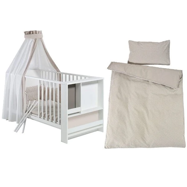 Schardt Pünktchen Beige Bettset 4- Teilig Mit Bettwäsche, Himmel Und Nestchen 3 Schardt Pünktchen Beige Bettset 4- Teilig Mit Bettwäsche, Himmel Und Nestchen