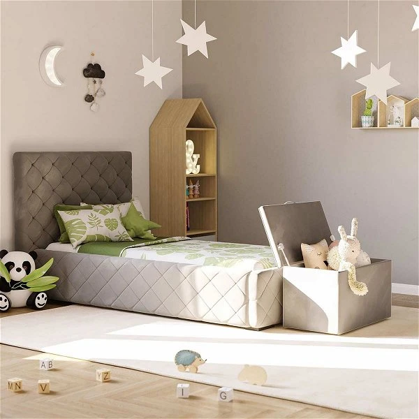 Nature Kid Viana Polsterbett Velour Grau 90 X 200 Cm Mit Bettkasten Und Spielzeugkiste 3 Nature Kid Viana Polsterbett Velour Grau 90 X 200 Cm Mit Bettkasten Und Spielzeugkiste