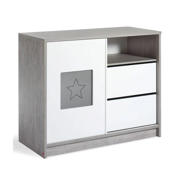 Schardt Eco Star Wickelkommode Weiß/Driftwood 1 Schiebetür, 2 Schubkästen - Mit Wickelaufsatz 5 Schardt Eco Star Wickelkommode Weiß/Driftwood 1 Schiebetür, 2 Schubkästen - Mit Wickelaufsatz – Bild 3