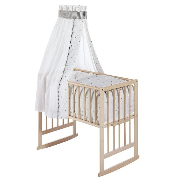 Schardt Multifunktionswiege 5 In 1 Buche Massiv Natur Mit Textiler Ausstattung Sternchen Grau 4 Schardt Multifunktionswiege 5 In 1 Buche Massiv Natur Mit Textiler Ausstattung Sternchen Grau – Bild 2