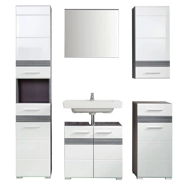 Trendteam Set-One Bad Kombination 1 Weiß / Rauchsilber 5-teilig 3 Trendteam Set-One Bad Kombination 1 Weiß / Rauchsilber 5-teilig