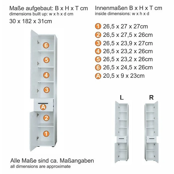 Trendteam Skin Hochschrank Weiß Hochglanz 5 Trendteam Skin Hochschrank Weiß Hochglanz – Bild 3