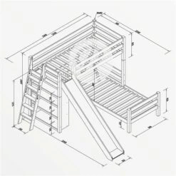 Relita SKY Etagenbett Buche Massiv Weiß Inkl. Regal & Rutsche - Zu 2 Einzelbetten Umbaubar 11 Relita SKY Etagenbett Buche Massiv Weiß Inkl. Regal & Rutsche - Zu 2 Einzelbetten Umbaubar -Kinder Geschäft sky bemassung 2