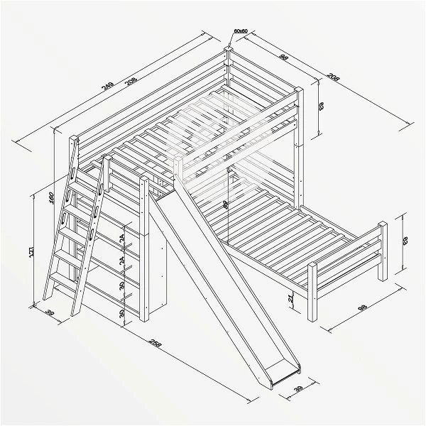Relita SKY Etagenbett Buche Massiv Weiß Inkl. Regal & Rutsche - Zu 2 Einzelbetten Umbaubar 4 Relita SKY Etagenbett Buche Massiv Weiß Inkl. Regal & Rutsche - Zu 2 Einzelbetten Umbaubar – Bild 2