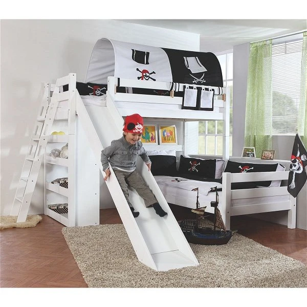 Relita SKY Etagenbett Buche Massiv Weiß Inkl. Regal & Rutsche - Zu 2 Einzelbetten Umbaubar 3 Relita SKY Etagenbett Buche Massiv Weiß Inkl. Regal & Rutsche - Zu 2 Einzelbetten Umbaubar