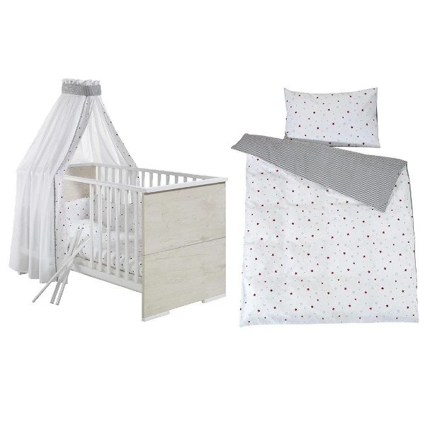 Schardt Sternchen Rot Bettset 4- Teilig Mit Bettwäsche, Himmel Und Nestchen 3 Schardt Sternchen Rot Bettset 4- Teilig Mit Bettwäsche, Himmel Und Nestchen