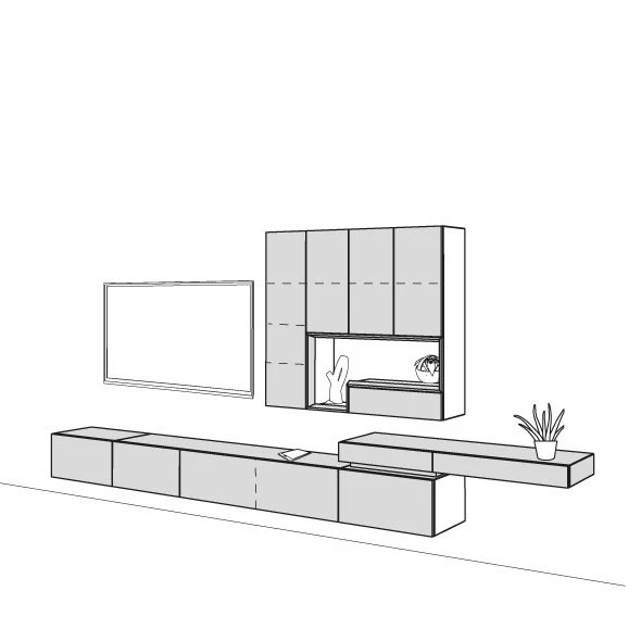 Hülsta Tetrim Wohnwand 4 - Lack-Ausführung Lowboard & Hängeelement 6 Hülsta Tetrim Wohnwand 4 - Lack-Ausführung Lowboard & Hängeelement – Bild 4