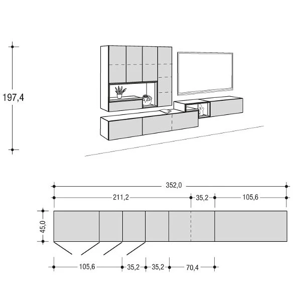 Hülsta Tetrim Wohnwand 5 - Lack-Ausführung Lowboards & Hängeelement 4 Hülsta Tetrim Wohnwand 5 - Lack-Ausführung Lowboards & Hängeelement – Bild 2
