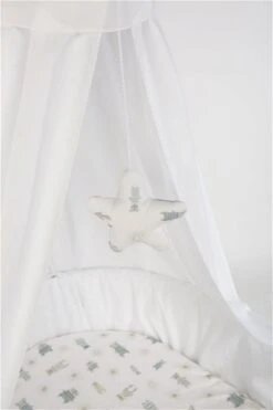 Mionido Stubenwagen Maxi Weiß Pyjamabär Grün Mit Garnierung, Matratze Und Matratzenbezug -Kinder Geschäft v1 560 80 3