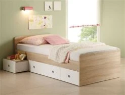 Ticaa Vicky Jugendzimmer 4-teilig Sonoma-Weiß Mit 3-türigem Kleiderschrank 8 Ticaa Vicky Jugendzimmer 4-teilig Sonoma-Weiß Mit 3-türigem Kleiderschrank -Kinder Geschäft vicky sonoma bett 2