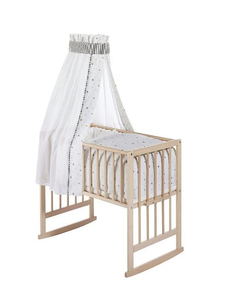 Schardt Multifunktionswiege 5 In 1 Buche Massiv Natur Mit Textiler Ausstattung Sternchen Grau 3 Schardt Multifunktionswiege 5 In 1 Buche Massiv Natur Mit Textiler Ausstattung Sternchen Grau